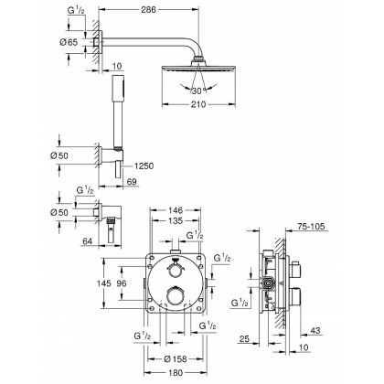 Душевой комплект Grohe Grohtherm 34732000 Душевой комплект Grohe Grohtherm 34732000