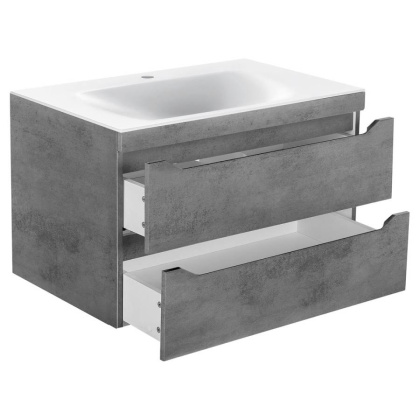 База под раковину Fine 800 подвесная, 2 выкатных ящика soft close, Beton