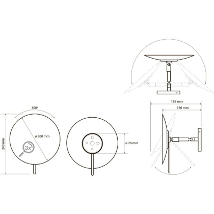 Косметическое зеркало без подсветки