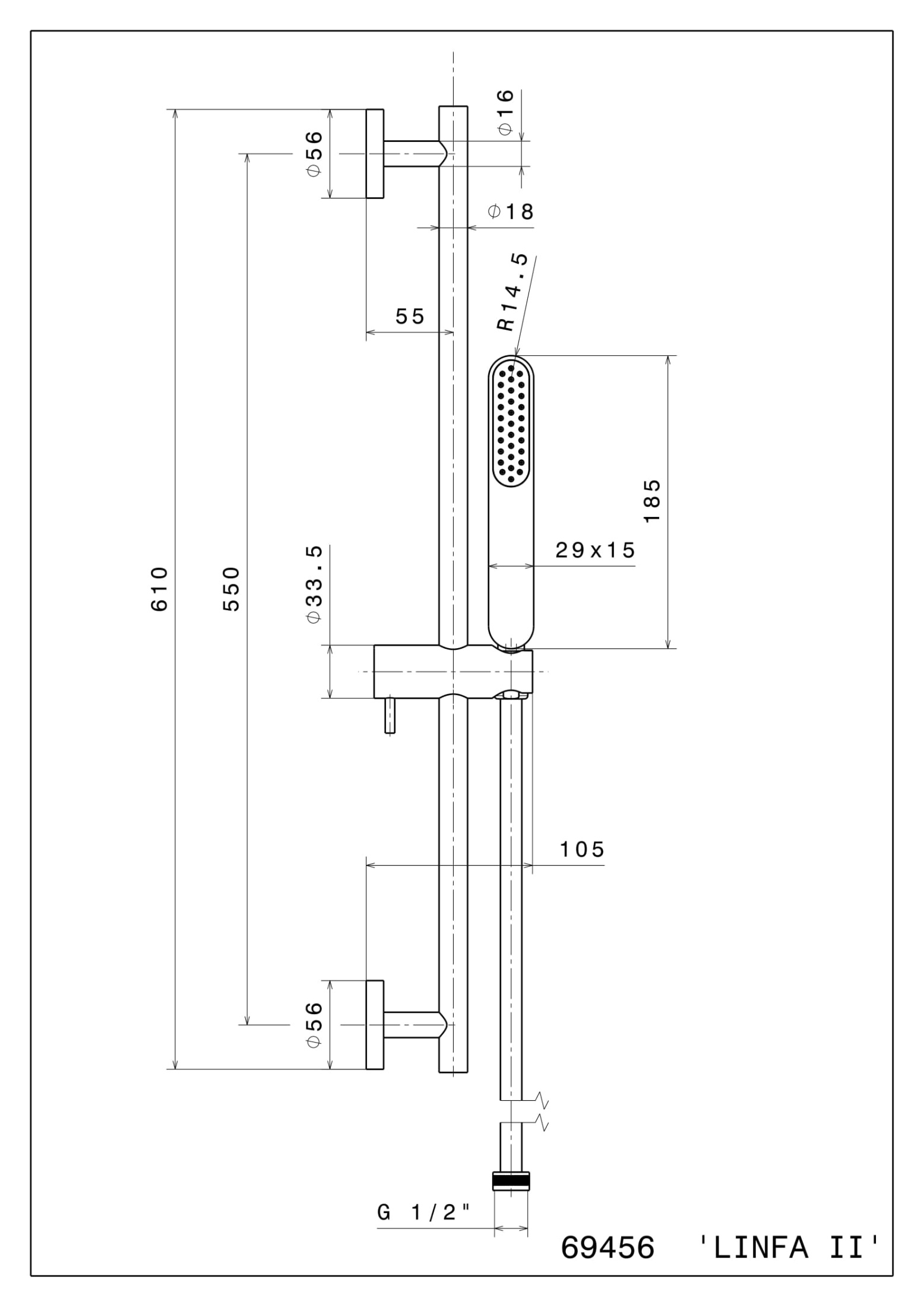 Душевая стойка OLE без выхода для подачи воды, хром глянец