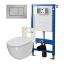 Сет: Система инсталляции Point Элемент для подвесного унитаза PN45120 + Клавиша смыва для инсталляции Point Ника, хром, PN44081C + Унитаз подвесной Point Афина безободковый, сиденье микролифт PN41041