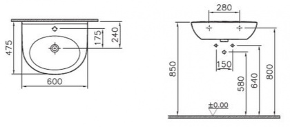 Zentrum Раковина 60 см-цвет белый