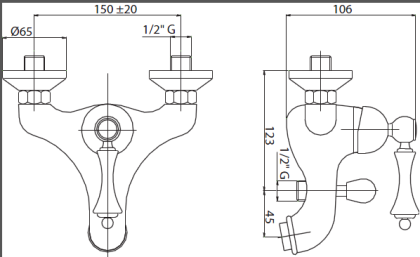 MARGOT-VM-03/24-Bi Смеситель для ванны и душа золото, ручка белая