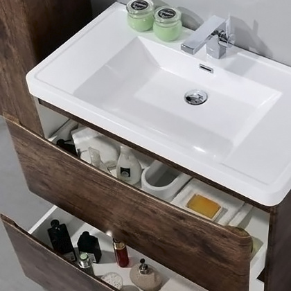 Тумба с раковиной подвесная  BelBagno ANCONA-N 80 Rovere Moro, раковина белая Тумба с раковиной подвесная  BelBagno ANCONA-N 80 Rovere Moro, раковина белая