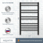 Полотенцесушитель электрический Aquatek (Акватек) Бетта П10 500х900 мм, черный муар, подключение скрытое к сети электропитания / электропровод с вилкой, с терморегулятором и таймером quick touch, нержавеющая сталь AISI 201, гарантия 5 лет Полотенцесушитель электрический Aquatek (Акватек) Бетта П10 500х900 мм, черный муар, подключение скрытое к сети электропитания / электропровод с вилкой, с терморегулятором и таймером quick touch, нержавеющая сталь AISI 201, гарантия 5 лет