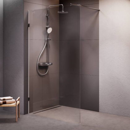 W94WI-120-F1-MTE Душевая перегородка X-Joy 120x195, стекло прозр. 6 мм + покрытие, фурнитура мат хро