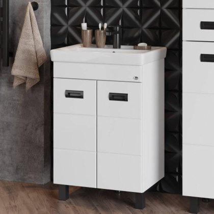 Тумба Onika Балтика-Квадро Black 55 напольная, белая (ум.Тигода 55)