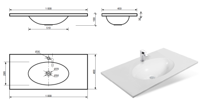 Раковина "Vegas 100 silk" 1000х450 Раковина "Vegas 100 silk" 1000х450