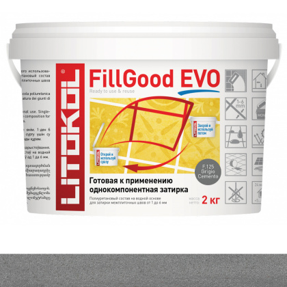 Затирка полиуретановая FILLGOOD EVOF.125 GRIGIO CEMENTO 2кг Затирка полиуретановая FILLGOOD EVOF.125 GRIGIO CEMENTO 2кг