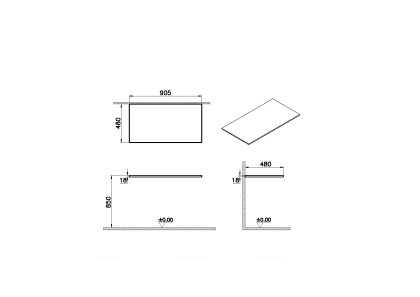 Столешница 90 см, без отверстия, черный дуб