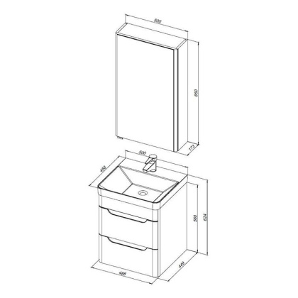 Мебель для ванной Aquanet София 50 белый глянец (2 ящика) Мебель для ванной Aquanet София 50 белый глянец (2 ящика)