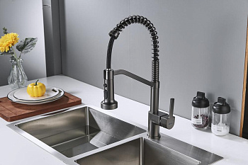 Смеситель для кухни латунь, оружейная сталь S963T