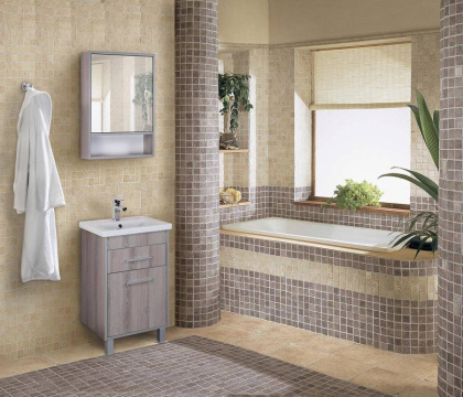 Шкаф-зеркало Onika Натали 50 ясень таормина, правый Шкаф-зеркало Onika Натали 50 ясень таормина, правый