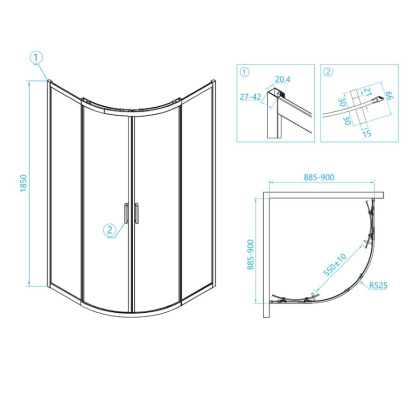 Душевой уголок RGW Classic CL-53 90х90 06095399-11 профиль Хром стекло прозрачное