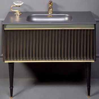 Тумба Canale 100 черная + Золото_Комплект 843-100-BG Boheme