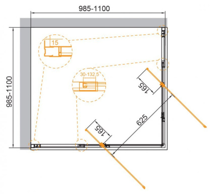VARIANTE-A/AH-2-90/100-C-Cr Душевой уголок