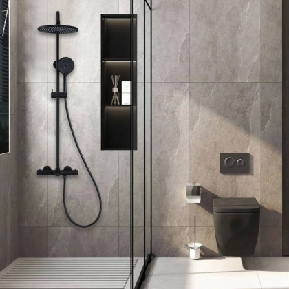 Душевая стойка Esse VSFS-1E1TMB термостатическая, черный Душевая стойка Esse VSFS-1E1TMB термостатическая, черный