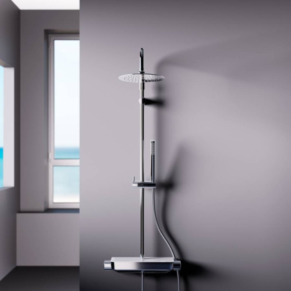 936780000 Scandinavian Pure душевая система с душевым смесителем-полкой, хром 936780000 Scandinavian Pure душевая система с душевым смесителем-полкой, хром