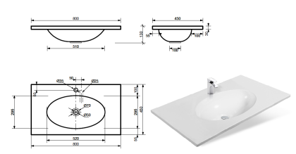 Раковина "Vegas 80 silk" 800х450 Раковина "Vegas 80 silk" 800х450