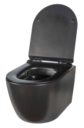 Унитаз подвесной безободковый Creto Logan L1 1001-002-L1BLMAT с крышкой-сиденьем микролифт, матовый черный Унитаз подвесной безободковый Creto Logan L1 1001-002-L1BLMAT с крышкой-сиденьем микролифт, матовый черный