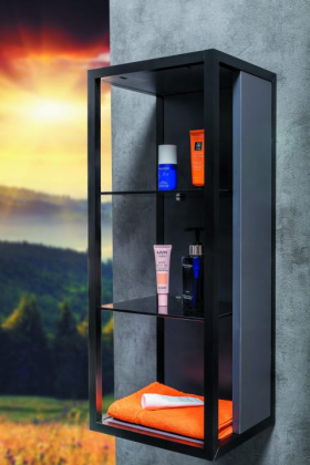 Пенал LOFT низкий антрацит, полки стекло 895-A Boheme