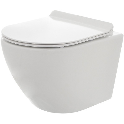 Унитаз подвесной безободковый AQUAme AQM2002 с крышкой-сиденьем микролифт, белый глянец Унитаз подвесной безободковый AQUAme AQM2002 с крышкой-сиденьем микролифт, белый глянец