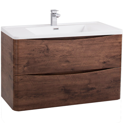 Тумба с раковиной подвесная  BelBagno ANCONA-N 80 Rovere Moro, раковина белая Тумба с раковиной подвесная  BelBagno ANCONA-N 80 Rovere Moro, раковина белая