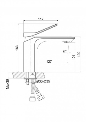 Смеситель для раковины ODRA однорычажный клик клак