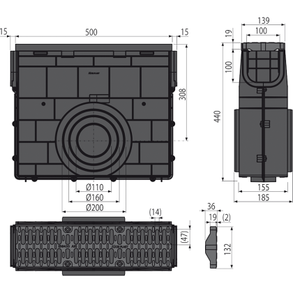 Пескоуловитель для дренажного канала AVZ104 с пластиковой рамой и пластиковой решеткой А15 Пескоуловитель для дренажного канала AVZ104 с пластиковой рамой и пластиковой решеткой А15