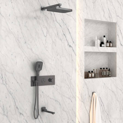 Душевой комплект VSFW-432T1GM встраиваемый, термостатический, 3 режима, вороненая сталь Душевой комплект VSFW-432T1GM встраиваемый, термостатический, 3 режима, вороненая сталь