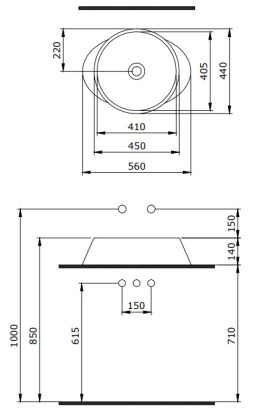 Раковина накладная Capri, 440*440, без перелива, б/отв. смес., черный 1010-005-0125, шт