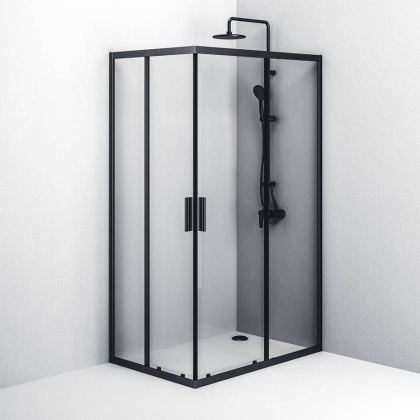 W93G-404-120280-BT Gem S Twin Slide 120x80. Душевое ограждение,120x80, профиль Черный мат., стекло п