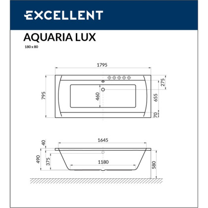 Ванна EXCELLENT Aquaria Lux 180x80 "LINE" (бронза) Ванна EXCELLENT Aquaria Lux 180x80 "LINE" (бронза)