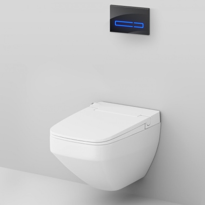 IS450A38.CCC50A Инст с клавишей Touchless Pro стекло, черн. с подвесным унитазом Inspire V2.0 FlashClean с эл биде