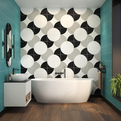 Керамический декор AZ\B009\5009 Теорема белый, серый (20см*20см*6,9мм) (10шт/0,4м2) Теорема 5, шт.