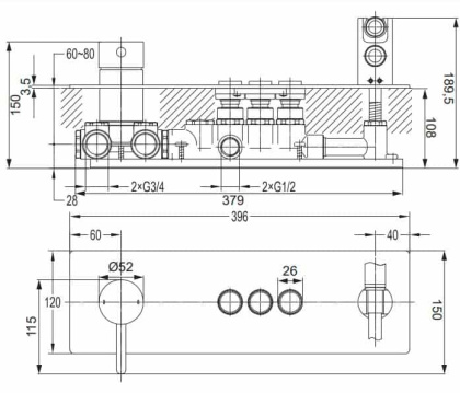 Смеситель скрытого монтажа со встроенным душем OMNIRES Y Y1237_1GCCR (хром)