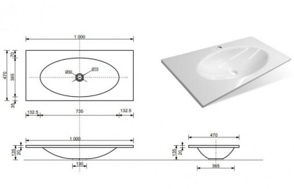 Раковина "Мальта Люкс" 1000х470 Раковина "Мальта Люкс" 1000х470