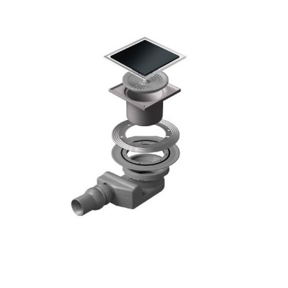 13000090 Точечный трап 150х150 мм Confluo Standard Black Glass 2, чёрное стекло, с рамкой Исполнение: Хром  13000090 Точечный трап 150х150 мм Confluo Standard Black Glass 2, чёрное стекло, с рамкой Исполнение: Хром