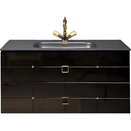 Тумба Piazza 80 черная + золото_Комплект 841-080-BG Boheme