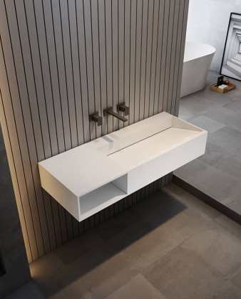 Тумба с раковиной ABBER Stein AS2640-1.2 L подвесная, белая матовая Тумба с раковиной ABBER Stein AS2640-1.2 L подвесная, белая матовая