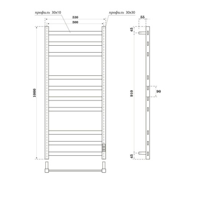 Полотенцесушитель электрический Point Меркурий PN83850GR П10 500x1000, диммер справа, графит премиум Полотенцесушитель электрический Point Меркурий PN83850GR П10 500x1000, диммер справа, графит премиум