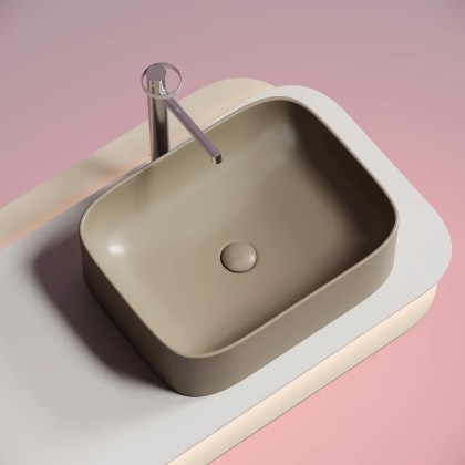 Умывальник чаша накладная прямоугольная (цвет Капучино Матовый) Element 505*380*150мм