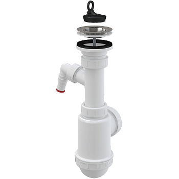 Сифон для мойки с нержавеющей решеткой DN70 и штуцером Сифон для мойки с нержавеющей решеткой DN70 и штуцером