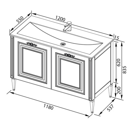 Тумба под раковину Aquanet Паола 120 белый/золото