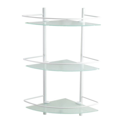 Полка стеклянная тройная угловая, 30,5х61х30,5 см, белая, K-3133W