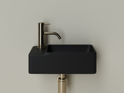 Умывальник подвесной прямоугольный (чаша справа, отверстие под смеситель слева) цвет черный матовый Element 395*220*125мм