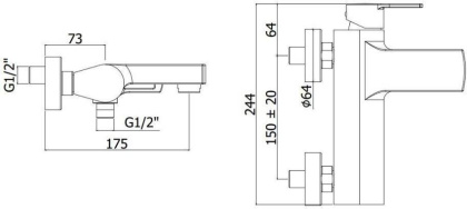Смеситель для ванны с душем Paffoni Ringo RIN022NO