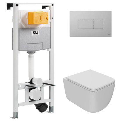 Сет: OLI 120 ECO Sanitarblock pneumatic+Панель KARISMA, хр. мат. + Унитаз Point Меркурий PN41831