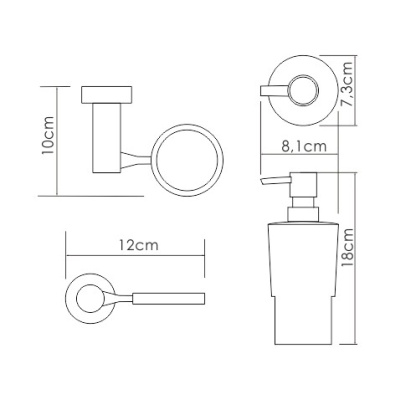 Дозатор для жидкого мыла, 12х18х10 см, белый, K-28299