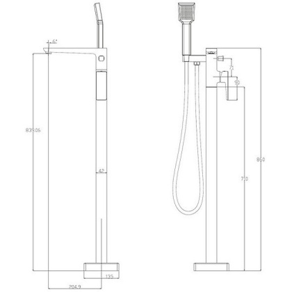 Смеситель для ванны отдельностоящий OMNIRES PARMA PM7433BL (черный BLM)